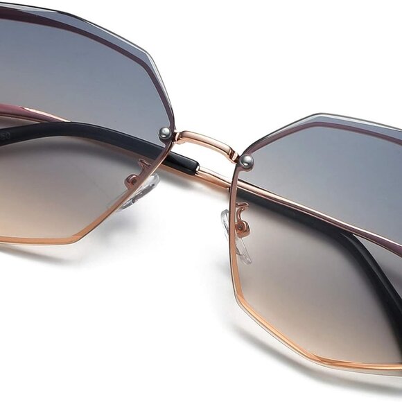 Sunglasses for Women trendy Polygon Oversized Fashion Designer Style Gradient UV